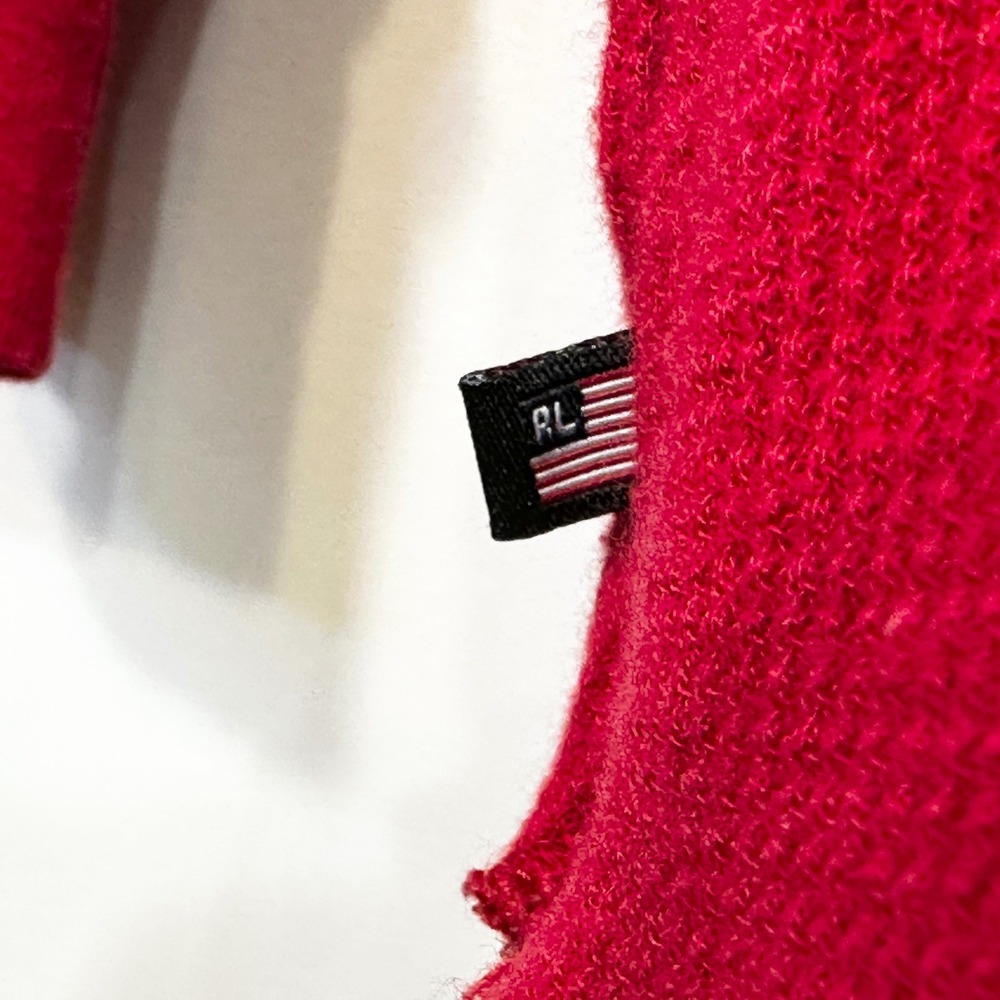 VTG Polo Ralph Lauren Medium Henley Top Red Waffle Knit Thermal Y2K Preppy 1501 - Picture 6 of 8